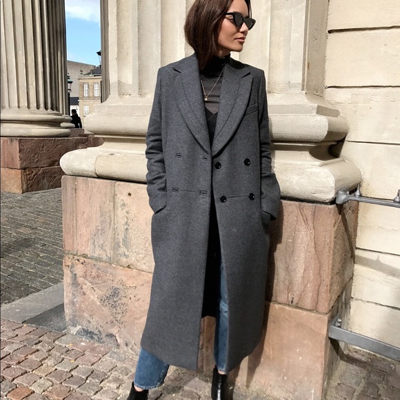 h&m gray wool coat